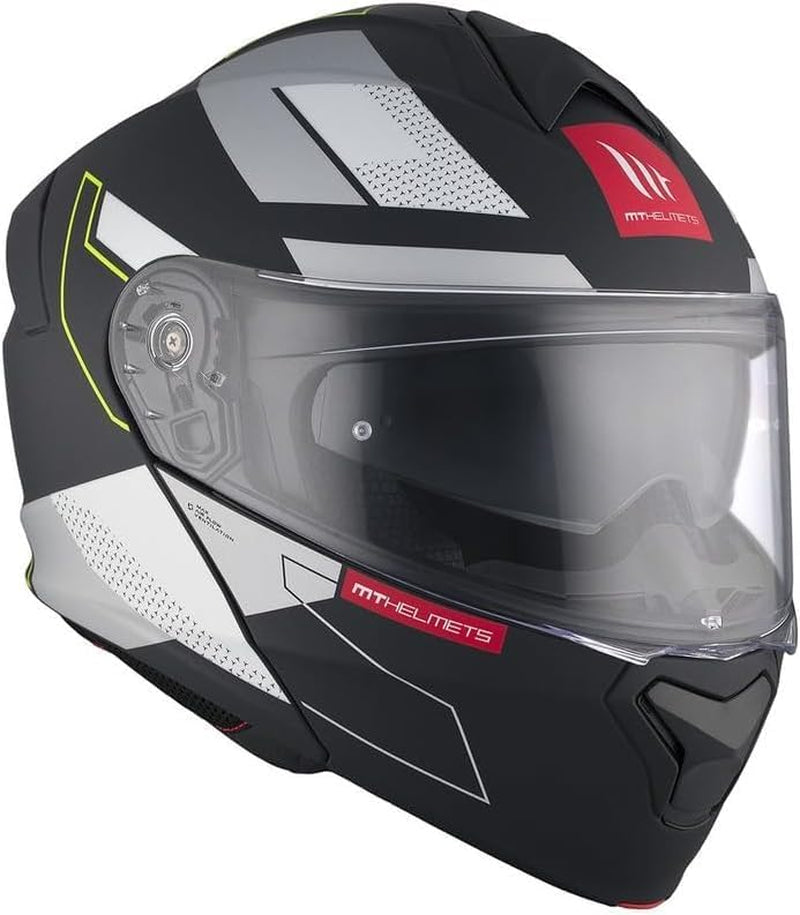 MT Helmet Casco Abatible Genesis Talla XL (61/62) Modelo Talo Negro Mate Y Fluor Con Homologacion 22.06