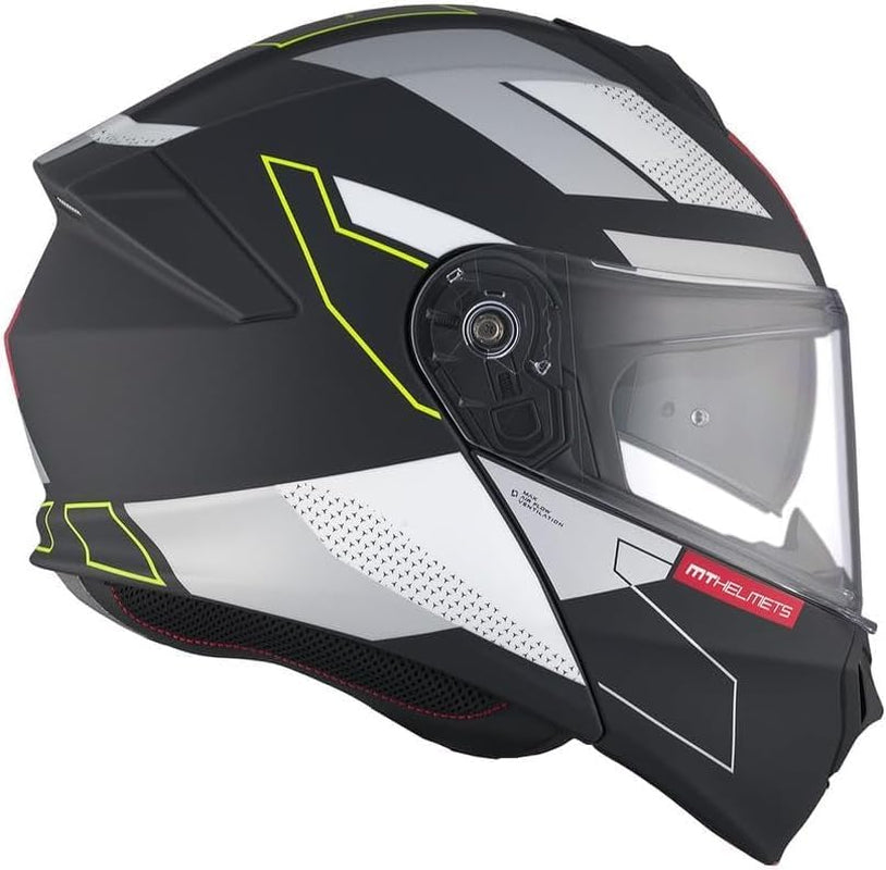 MT Helmet Casco Abatible Genesis Talla XL (61/62) Modelo Talo Negro Mate Y Fluor Con Homologacion 22.06