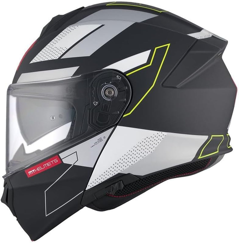 MT Helmet Casco Abatible Genesis Talla XL (61/62) Modelo Talo Negro Mate Y Fluor Con Homologacion 22.06