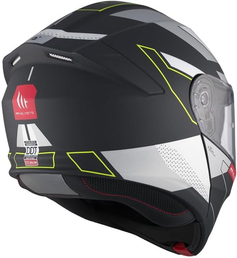 MT Helmet Casco Abatible Genesis Talla XL (61/62) Modelo Talo Negro Mate Y Fluor Con Homologacion 22.06