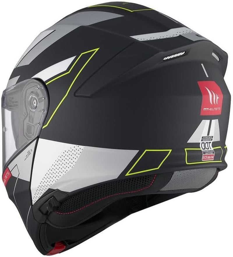MT Helmet Casco Abatible Genesis Talla XL (61/62) Modelo Talo Negro Mate Y Fluor Con Homologacion 22.06