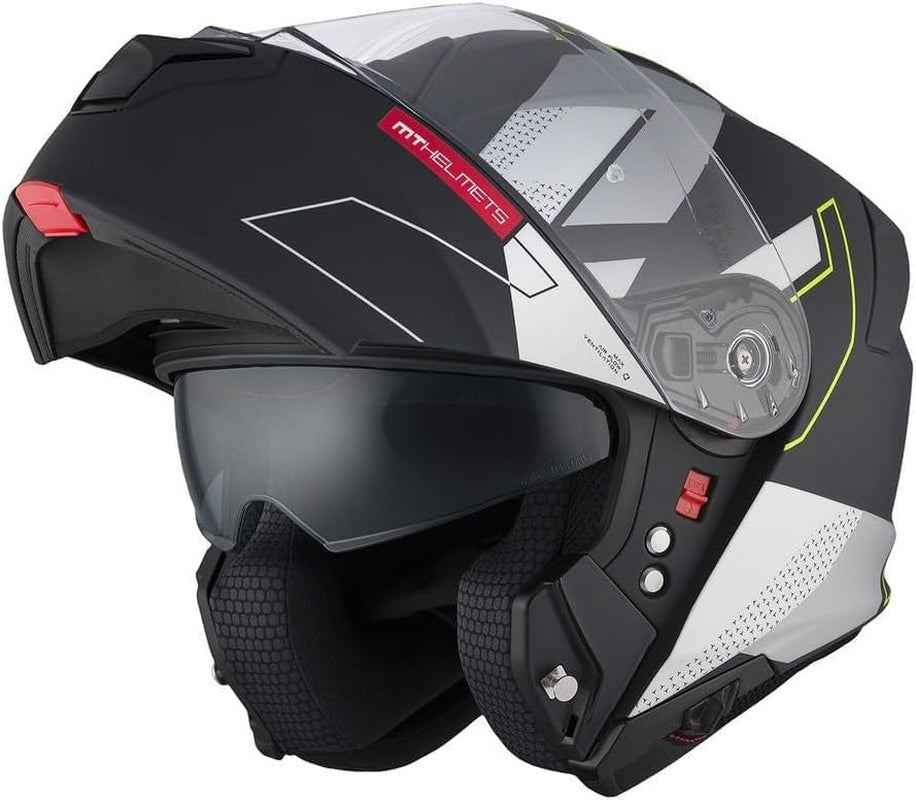 MT Helmet Casco Abatible Genesis Talla XL (61/62) Modelo Talo Negro Mate Y Fluor Con Homologacion 22.06